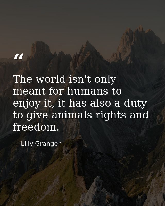 The world isn't only meant for humans to enjoy it, it has also a duty to give animals rights and freedom. — Lilly Granger