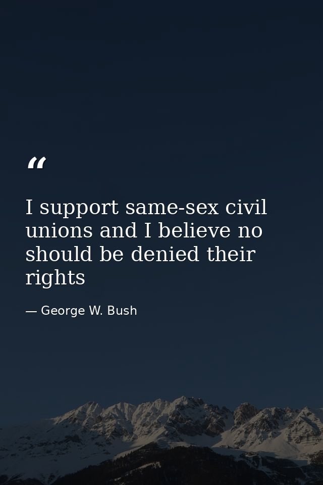 I support same-sex civil unions and I believe no should be denied their rights — George W. Bush