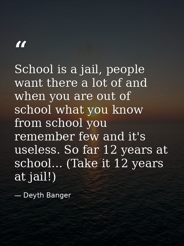 School is a jail, people want there a lot of and when you are out of school what you know from school you remember few a — Deyth Banger