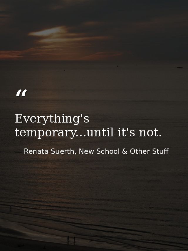 Everything's temporary...until it's not. — Renata Suerth, New School & Other Stuff