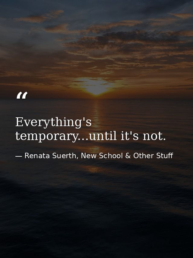 Everything's temporary...until it's not. — Renata Suerth, New School & Other Stuff