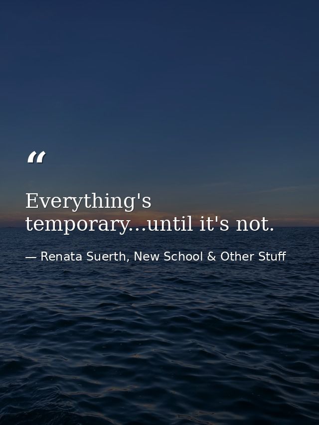 Everything's temporary...until it's not. — Renata Suerth, New School & Other Stuff