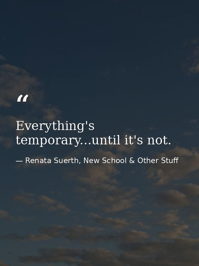 Everything's temporary...until it's not. — Renata Suerth, New School & Other Stuff