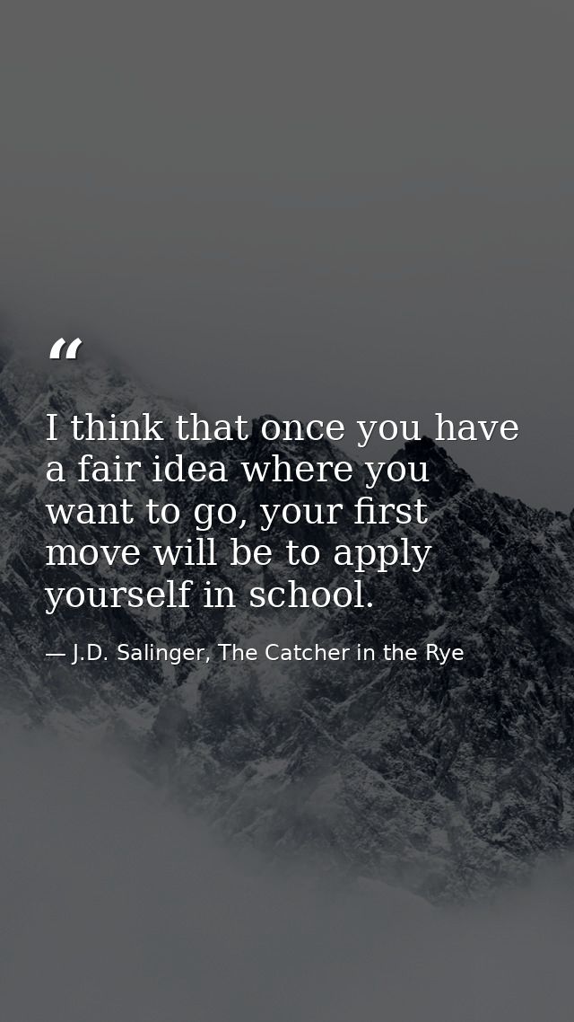 I think that once you have a fair idea where you want to go, your first move will be to apply yourself in school. — J.D. Salinger, The Catcher in the Rye