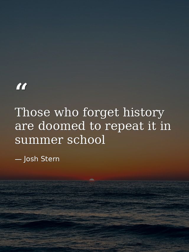 Those who forget history are doomed to repeat it in summer school — Josh Stern