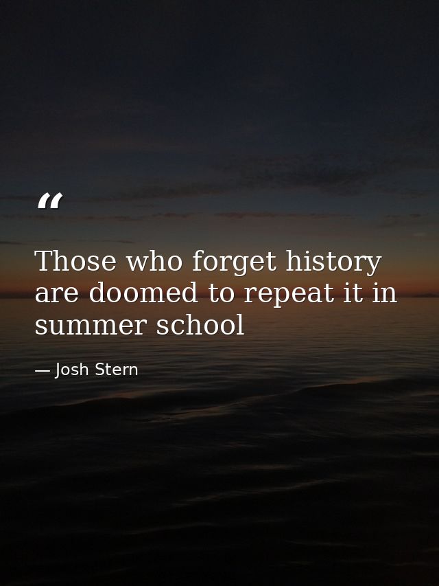 Those who forget history are doomed to repeat it in summer school — Josh Stern