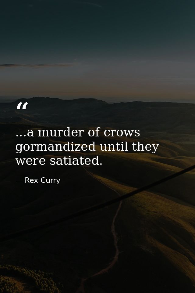 ...a murder of crows gormandized until they were satiated. — Rex Curry