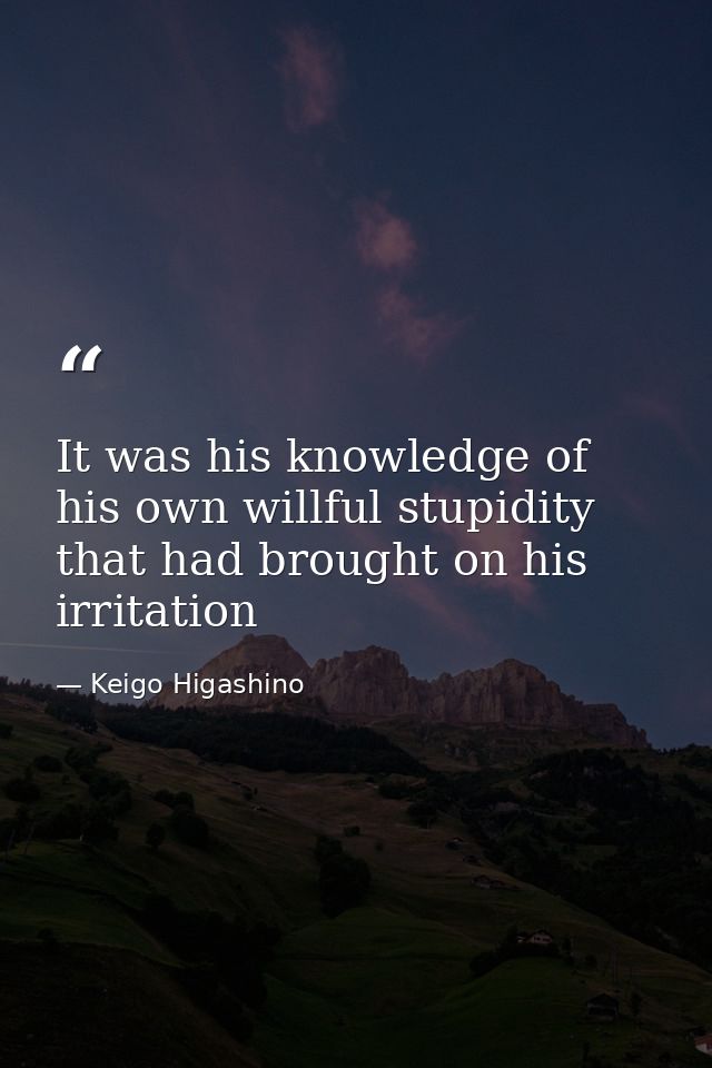 It was his knowledge of his own willful stupidity that had brought on his irritation — Keigo Higashino