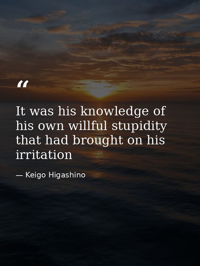 It was his knowledge of his own willful stupidity that had brought on his irritation — Keigo Higashino