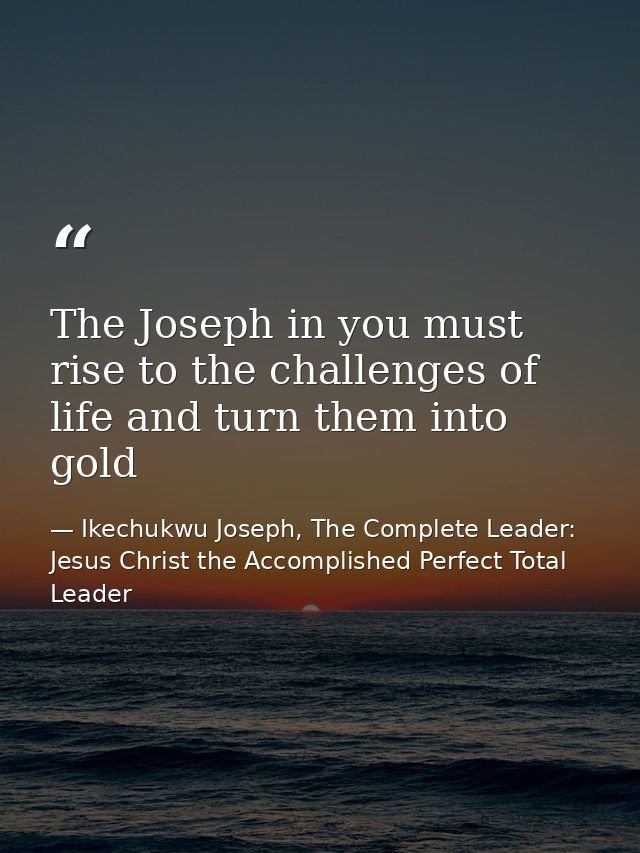 The Joseph in you must rise to the challenges of life and turn them into gold — Ikechukwu Joseph, The Complete Leader: Jesus Christ the Accomplished Perfect Total Leader