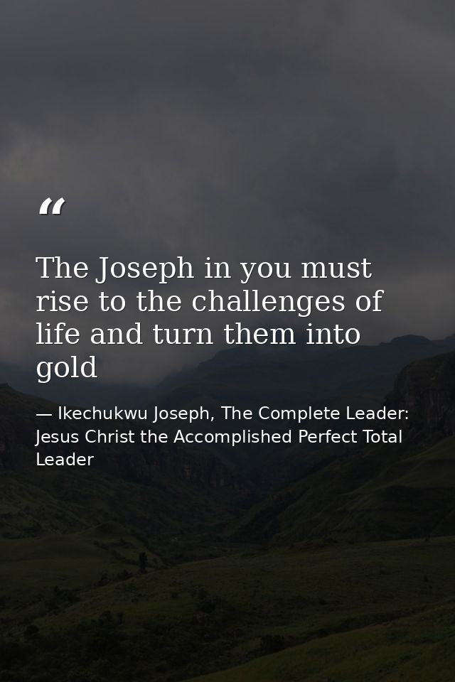 The Joseph in you must rise to the challenges of life and turn them into gold — Ikechukwu Joseph, The Complete Leader: Jesus Christ the Accomplished Perfect Total Leader