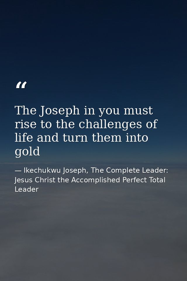 The Joseph in you must rise to the challenges of life and turn them into gold — Ikechukwu Joseph, The Complete Leader: Jesus Christ the Accomplished Perfect Total Leader