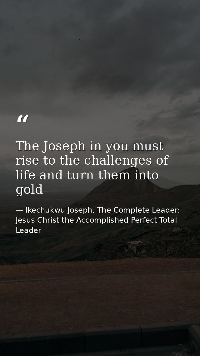 The Joseph in you must rise to the challenges of life and turn them into gold — Ikechukwu Joseph, The Complete Leader: Jesus Christ the Accomplished Perfect Total Leader
