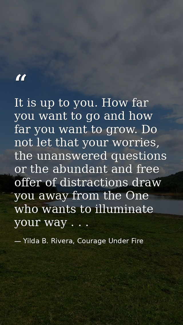 It is up to you. How far you want to go and how far you want to grow. Do not let that your worries, the unanswered quest — Yilda B. Rivera, Courage Under Fire