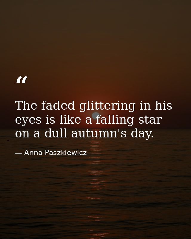 The faded glittering in his eyes is like a falling star on a dull autumn's day. — Anna Paszkiewicz