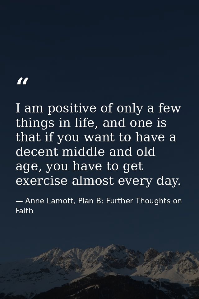 I am positive of only a few things in life, and one is that if you want to have a decent middle and old age, you have to — Anne Lamott, Plan B: Further Thoughts on Faith