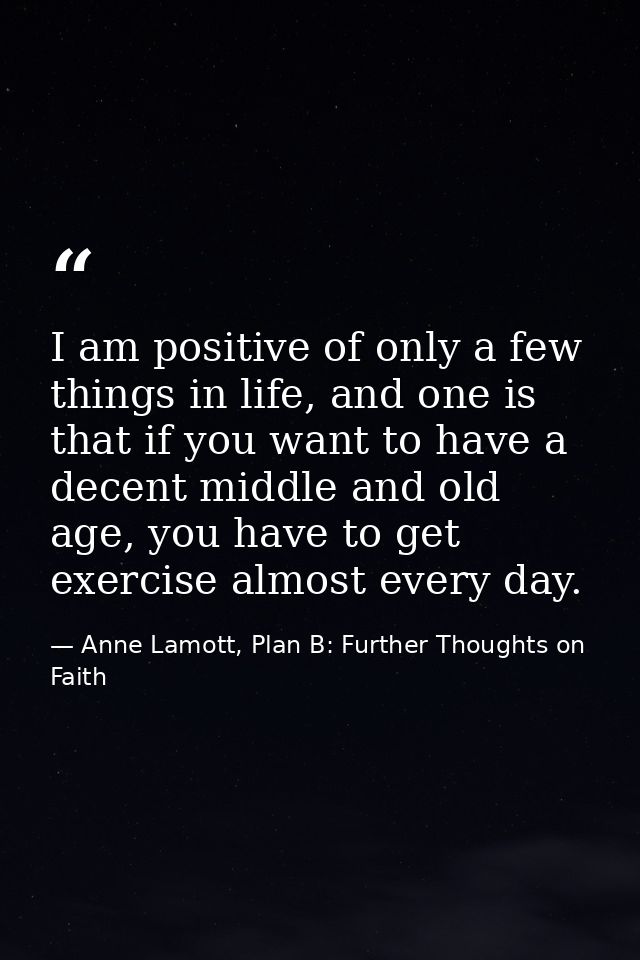 I am positive of only a few things in life, and one is that if you want to have a decent middle and old age, you have to — Anne Lamott, Plan B: Further Thoughts on Faith