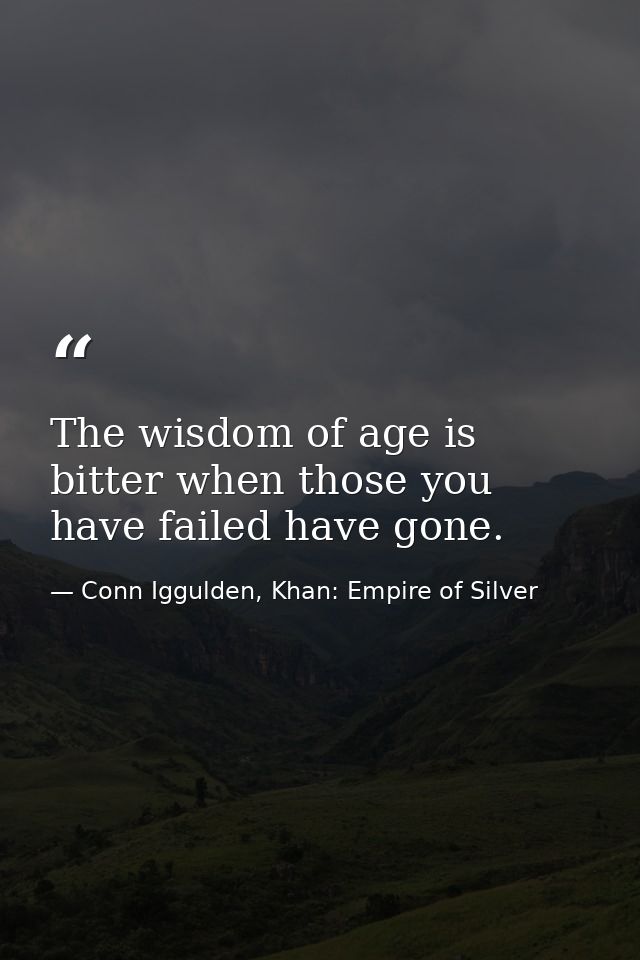 The wisdom of age is bitter when those you have failed have gone. — Conn Iggulden, Khan: Empire of Silver