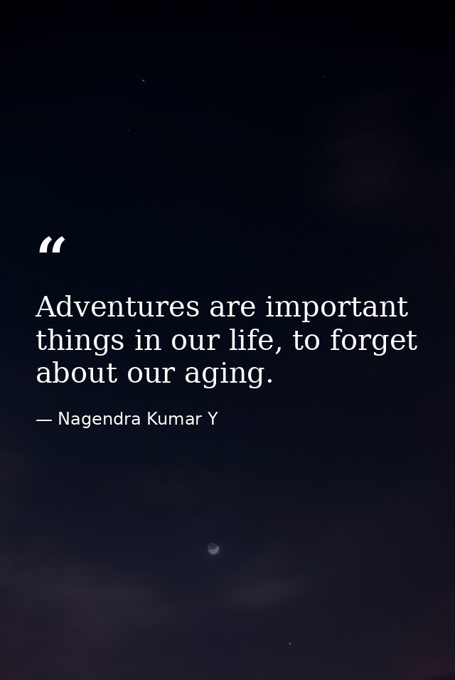 Adventures are important things in our life, to forget about our aging. — Nagendra Kumar Y