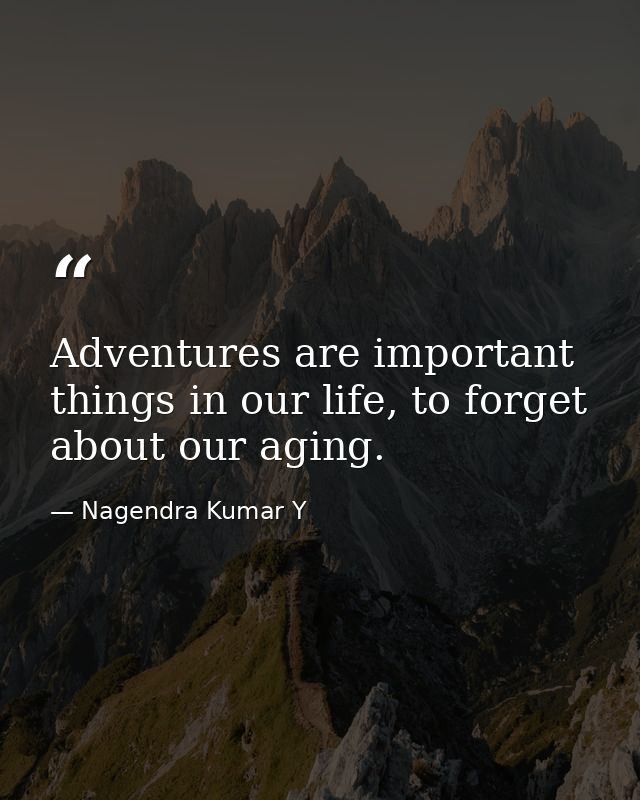 Adventures are important things in our life, to forget about our aging. — Nagendra Kumar Y
