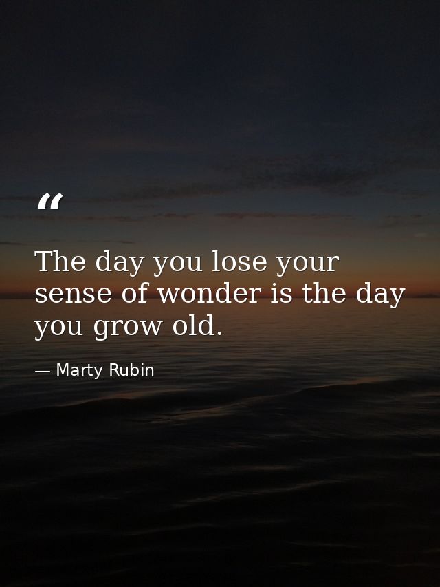 The day you lose your sense of wonder is the day you grow old. — Marty Rubin