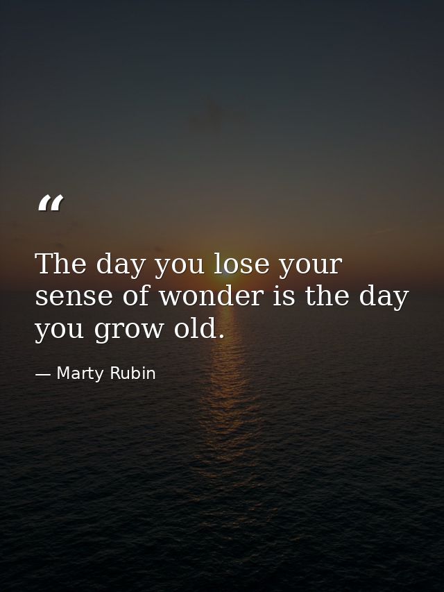 The day you lose your sense of wonder is the day you grow old. — Marty Rubin
