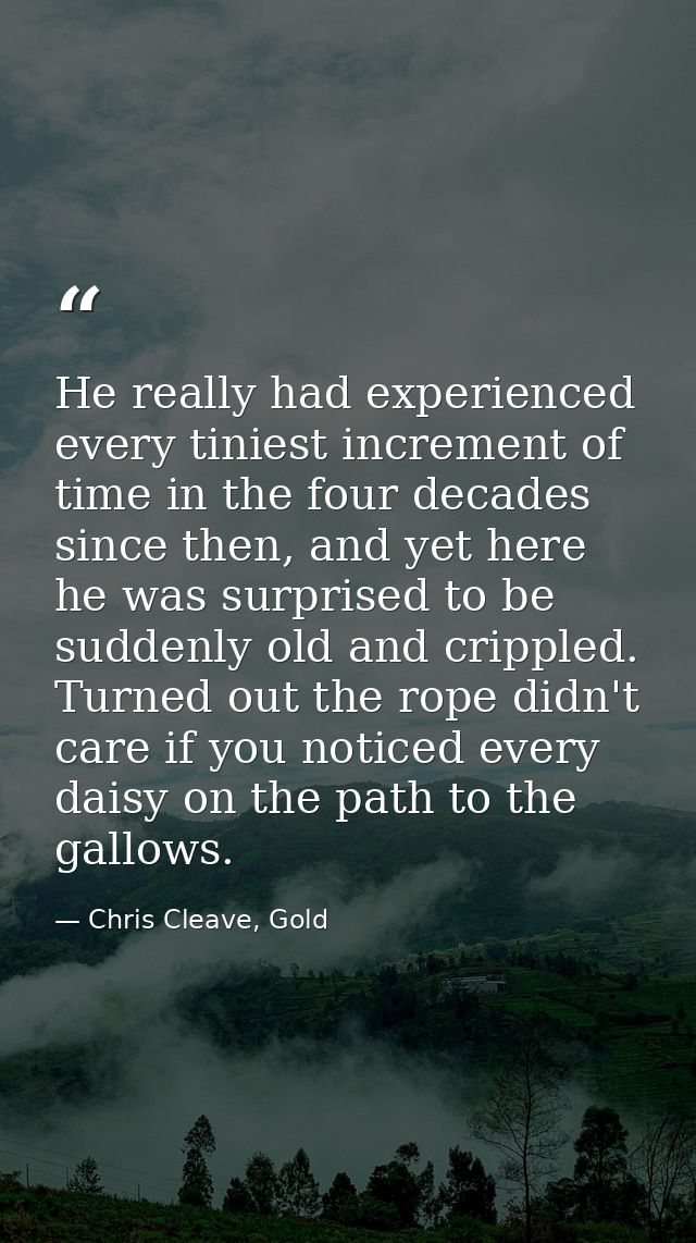 He really had experienced every tiniest increment of time in the four decades since then, and yet here he was surprised  — Chris Cleave, Gold