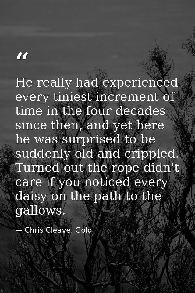 He really had experienced every tiniest increment of time in the four decades since then, and yet here he was surprised  — Chris Cleave, Gold