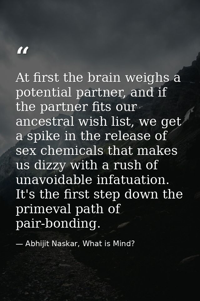 At first the brain weighs a potential partner, and if the partner fits our ancestral wish list, we get a spike in the re — Abhijit Naskar, What is Mind?