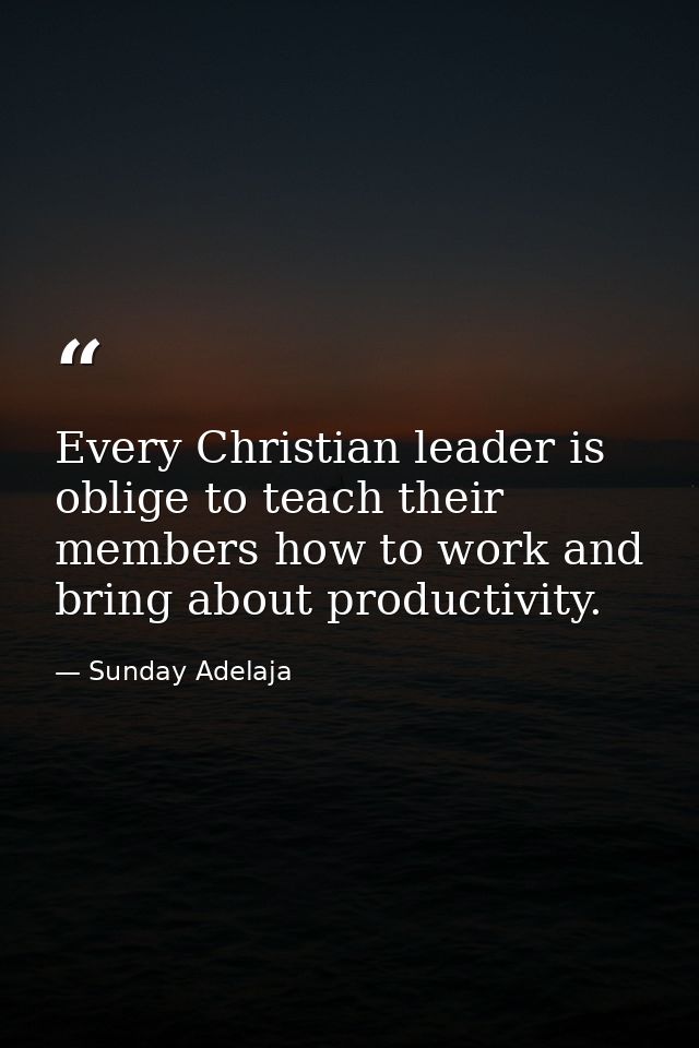 Every Christian leader is oblige to teach their members how to work and bring about productivity. — Sunday Adelaja