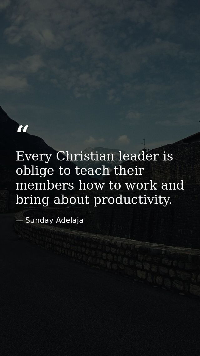 Every Christian leader is oblige to teach their members how to work and bring about productivity. — Sunday Adelaja