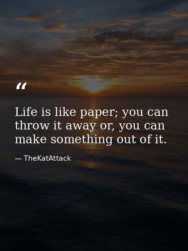 Life is like paper; you can throw it away or, you can make something out of it. — TheKatAttack