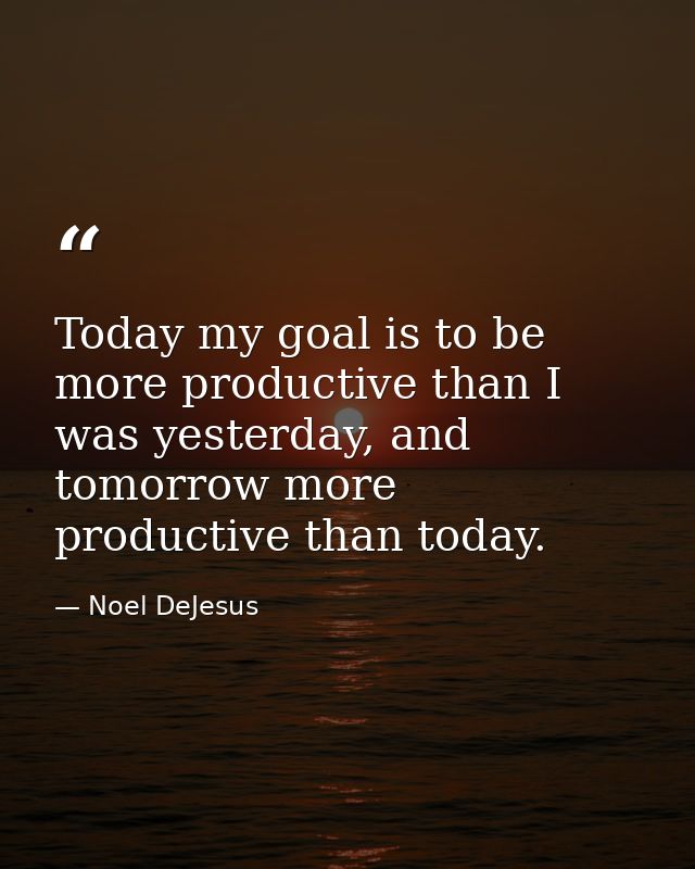 Today my goal is to be more productive than I was yesterday, and tomorrow more productive than today. — Noel DeJesus