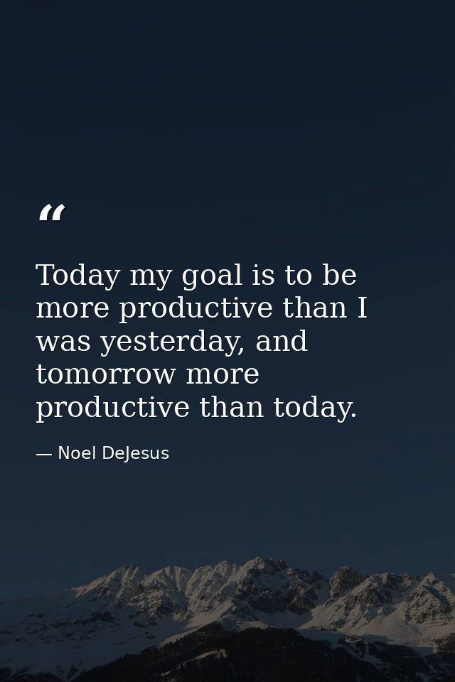Today my goal is to be more productive than I was yesterday, and tomorrow more productive than today. — Noel DeJesus
