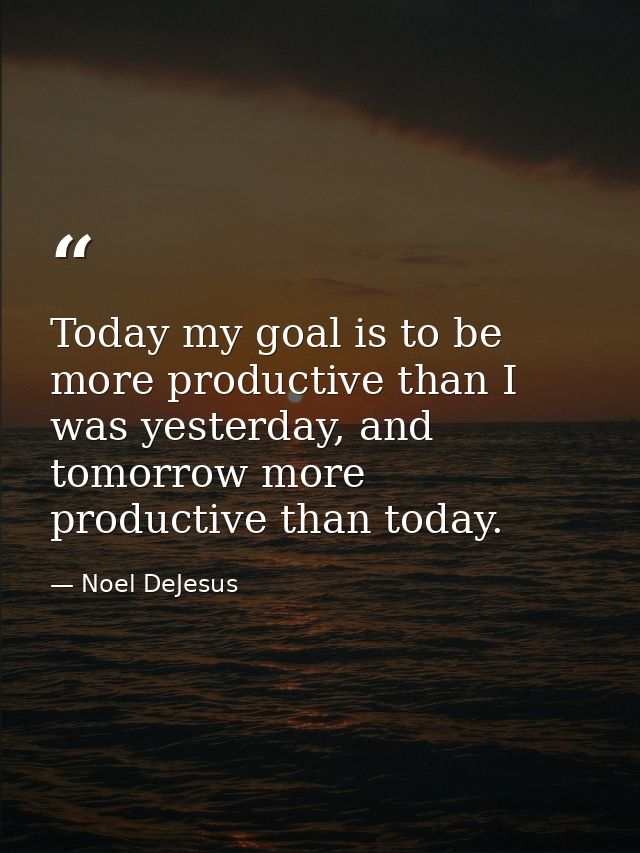 Today my goal is to be more productive than I was yesterday, and tomorrow more productive than today. — Noel DeJesus