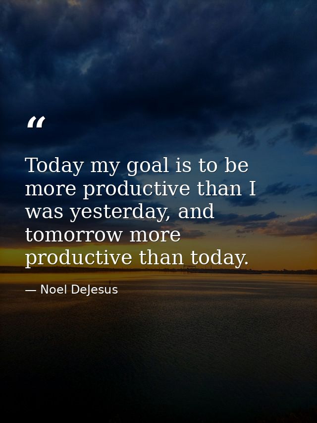 Today my goal is to be more productive than I was yesterday, and tomorrow more productive than today. — Noel DeJesus