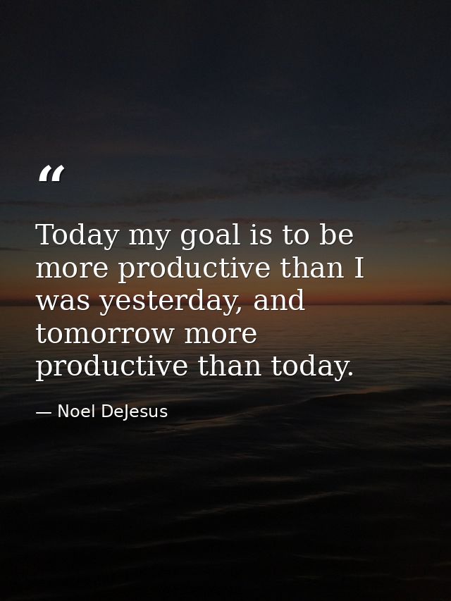 Today my goal is to be more productive than I was yesterday, and tomorrow more productive than today. — Noel DeJesus