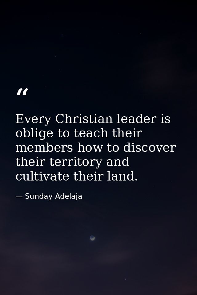 Every Christian leader is oblige to teach their members how to discover their territory and cultivate their land. — Sunday Adelaja