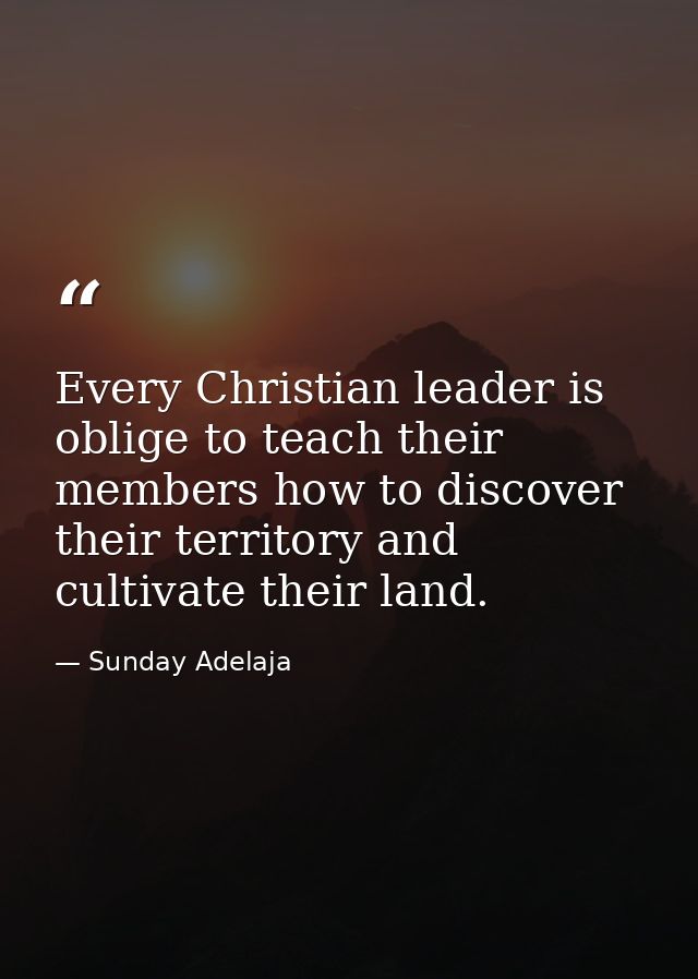 Every Christian leader is oblige to teach their members how to discover their territory and cultivate their land. — Sunday Adelaja