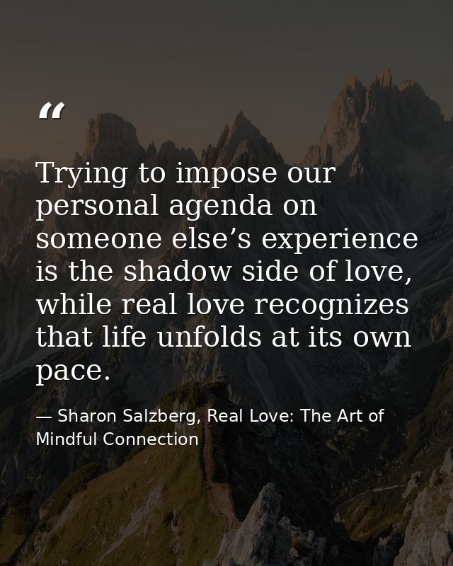 Trying to impose our personal agenda on someone else’s experience is the shadow side of love, while real love recognizes — Sharon Salzberg, Real Love: The Art of Mindful Connection