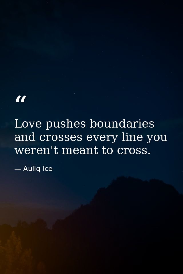 Love pushes boundaries and crosses every line you weren't meant to cross. — Auliq Ice