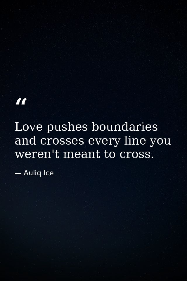 Love pushes boundaries and crosses every line you weren't meant to cross. — Auliq Ice