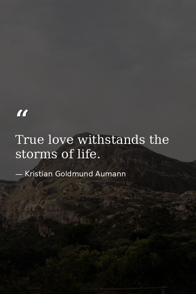 True love withstands the storms of life. — Kristian Goldmund Aumann