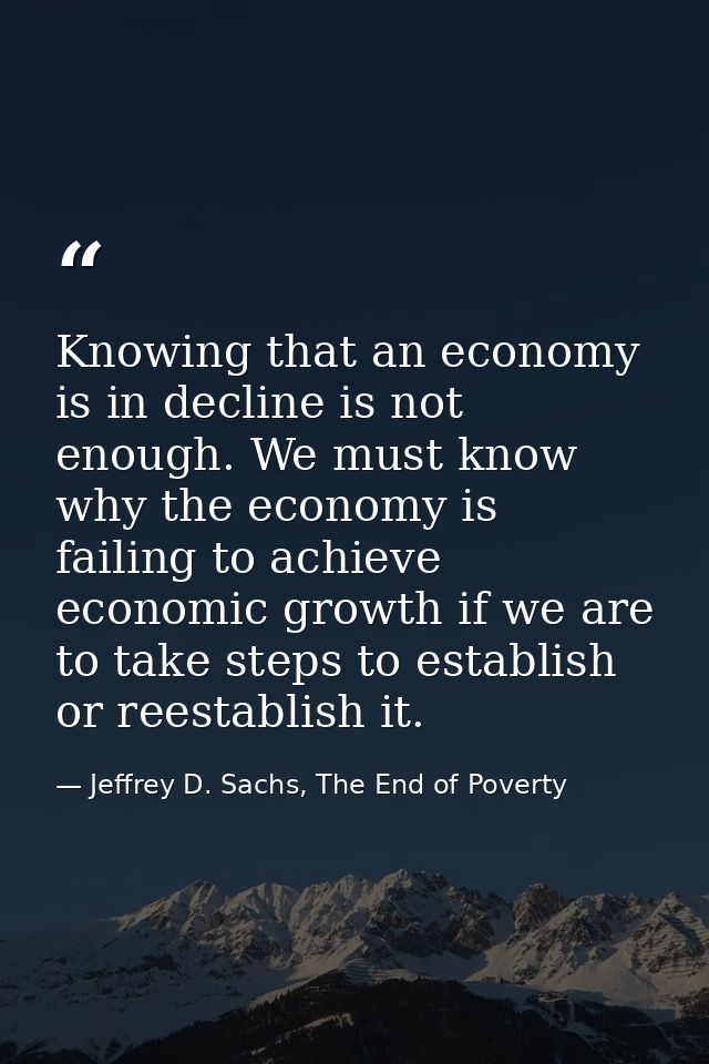 Knowing that an economy is in decline is not enough. We must know why the economy is failing to achieve economic growth  — Jeffrey D. Sachs, The End of Poverty