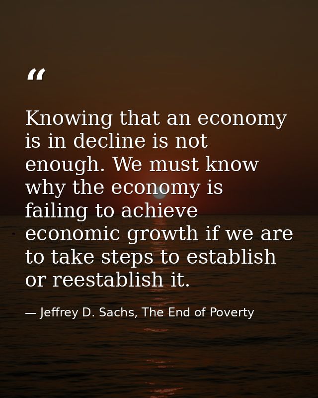 Knowing that an economy is in decline is not enough. We must know why the economy is failing to achieve economic growth  — Jeffrey D. Sachs, The End of Poverty