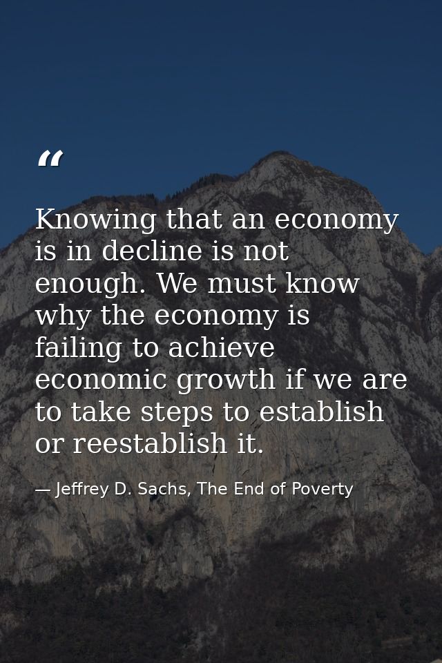 Knowing that an economy is in decline is not enough. We must know why the economy is failing to achieve economic growth  — Jeffrey D. Sachs, The End of Poverty