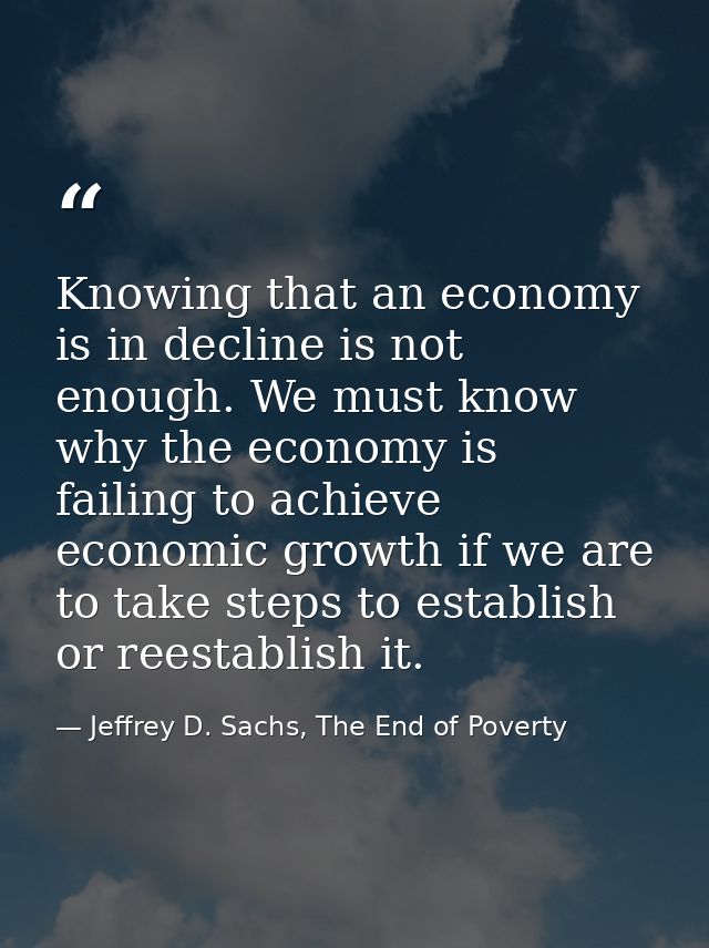 Knowing that an economy is in decline is not enough. We must know why the economy is failing to achieve economic growth  — Jeffrey D. Sachs, The End of Poverty