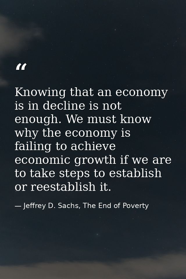 Knowing that an economy is in decline is not enough. We must know why the economy is failing to achieve economic growth  — Jeffrey D. Sachs, The End of Poverty