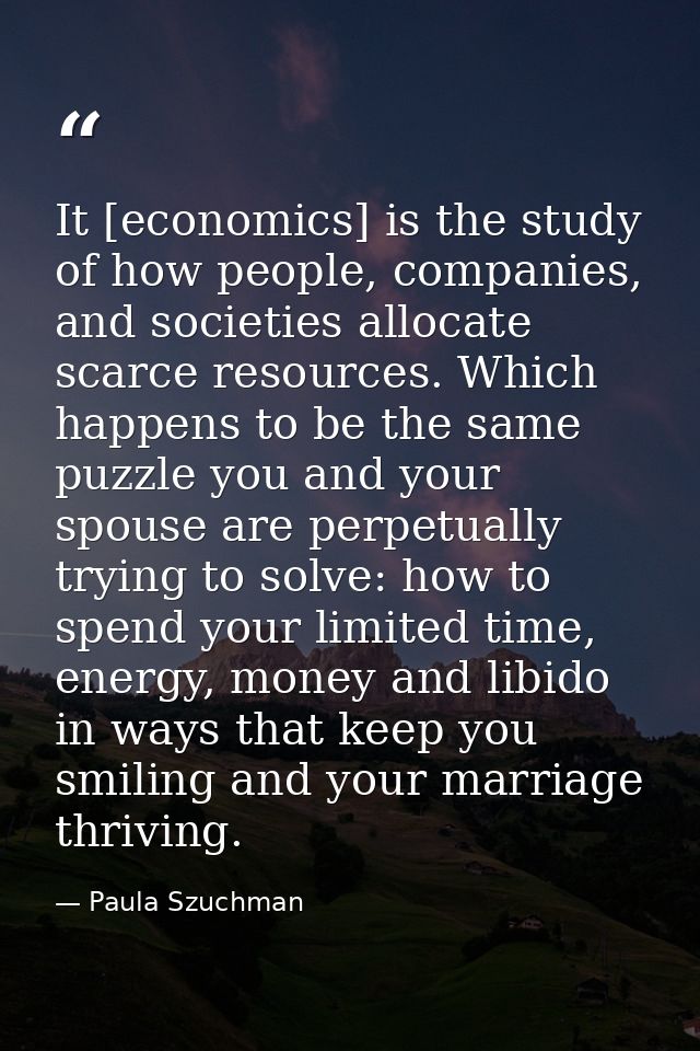 It [economics] is the study of how people, companies, and societies allocate scarce resources. Which happens to be the s — Paula Szuchman