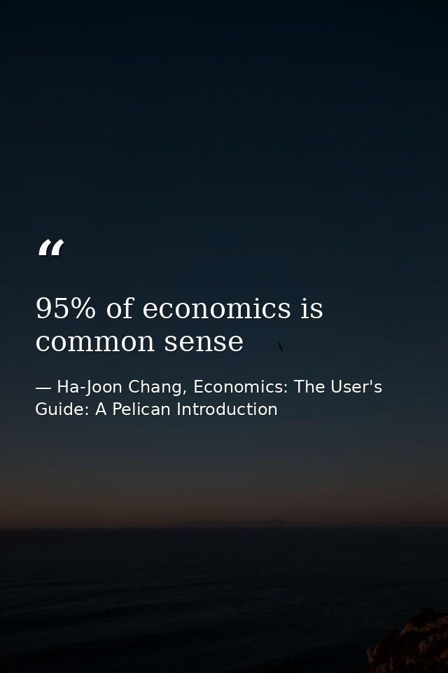 95% of economics is common sense — Ha-Joon Chang, Economics: The User's Guide: A Pelican Introduction